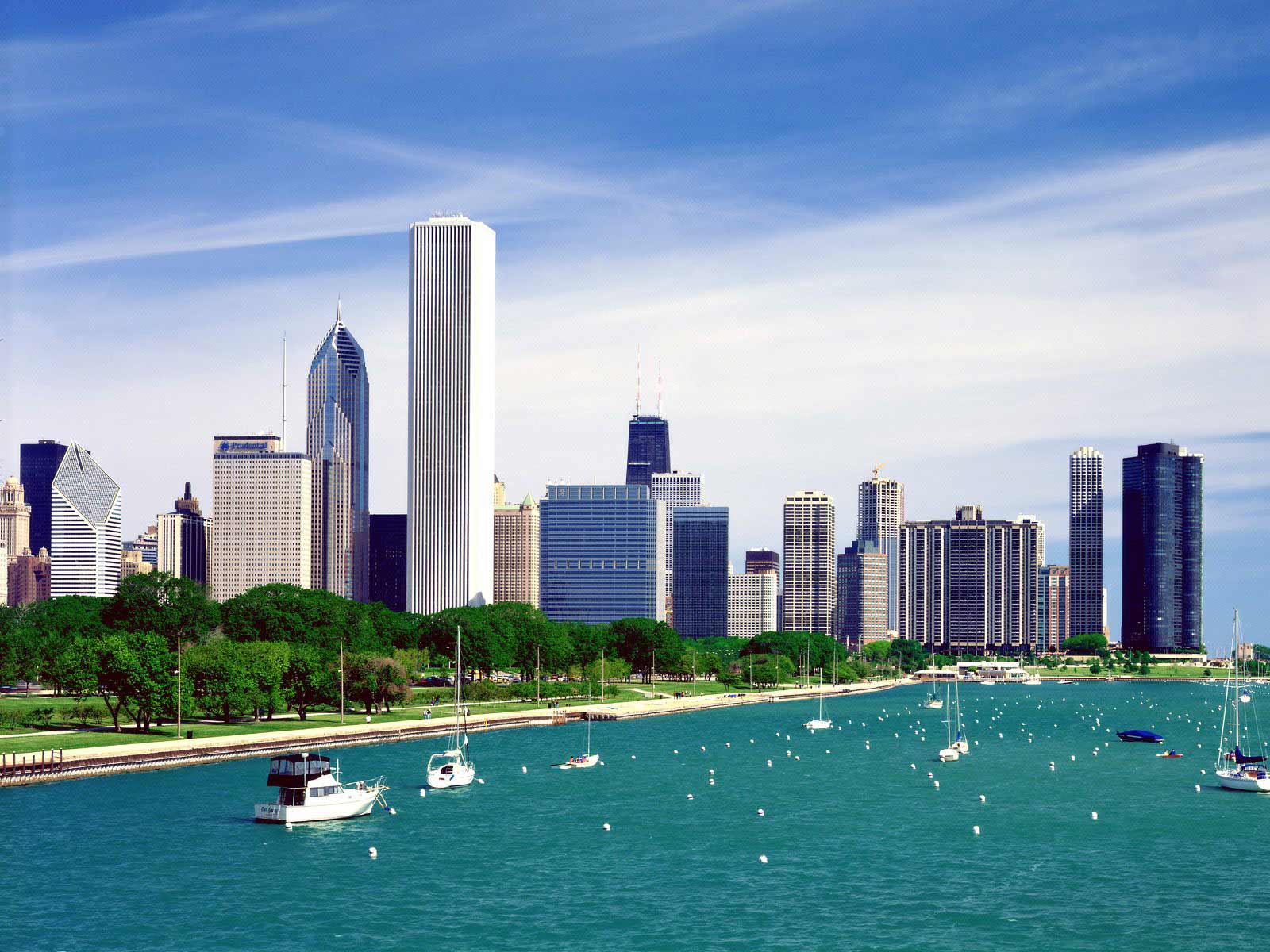 And The Chicago Skyline Illinois S Background Wallpaper