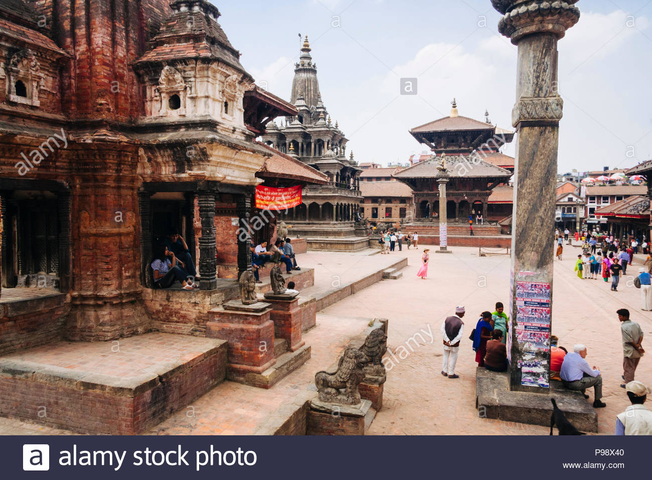 Lalitpur Kathmandu Valley Nepal Passersby At The Unesco Listed