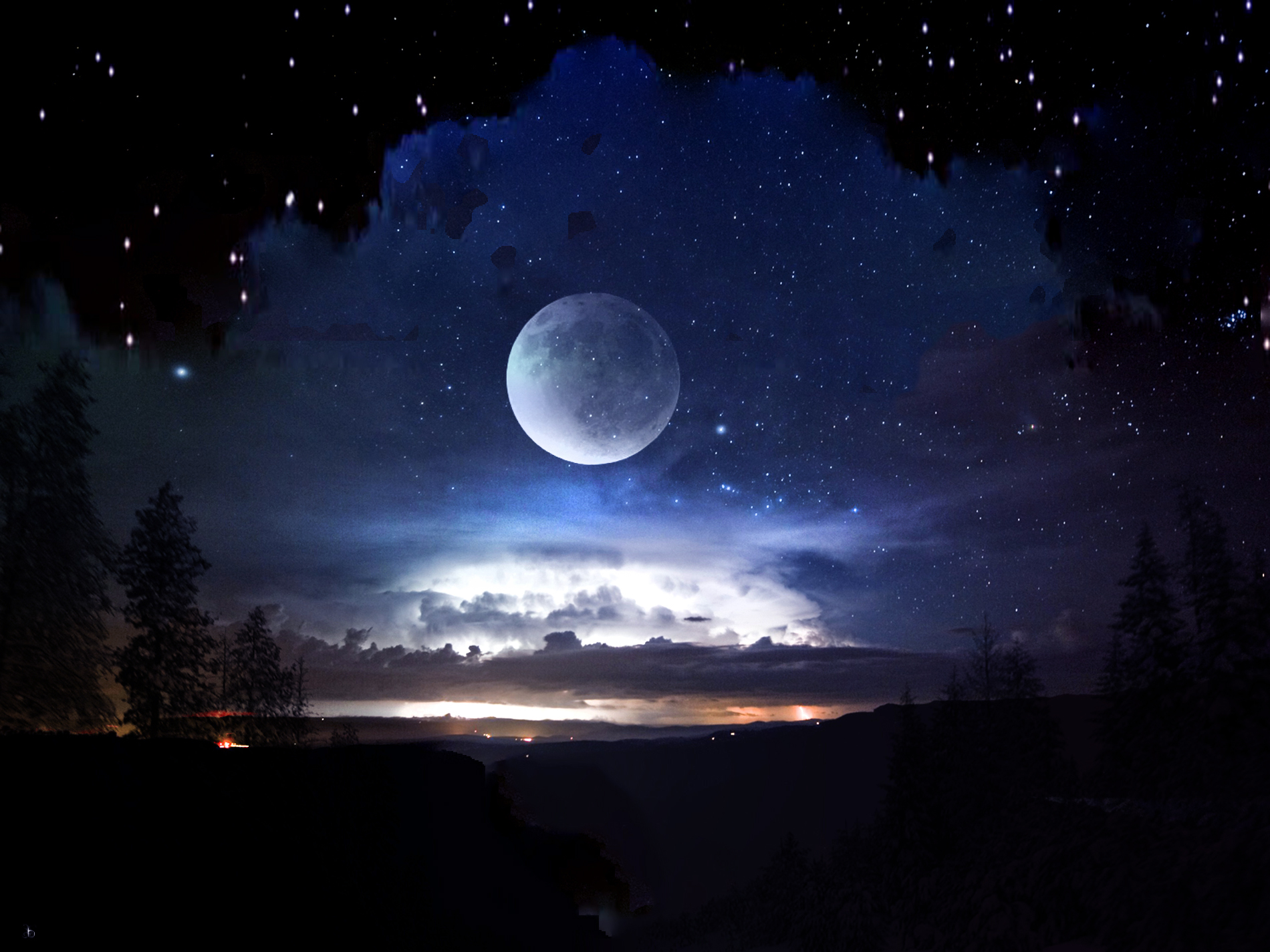 Moon And Stars Desktop Wallpaper