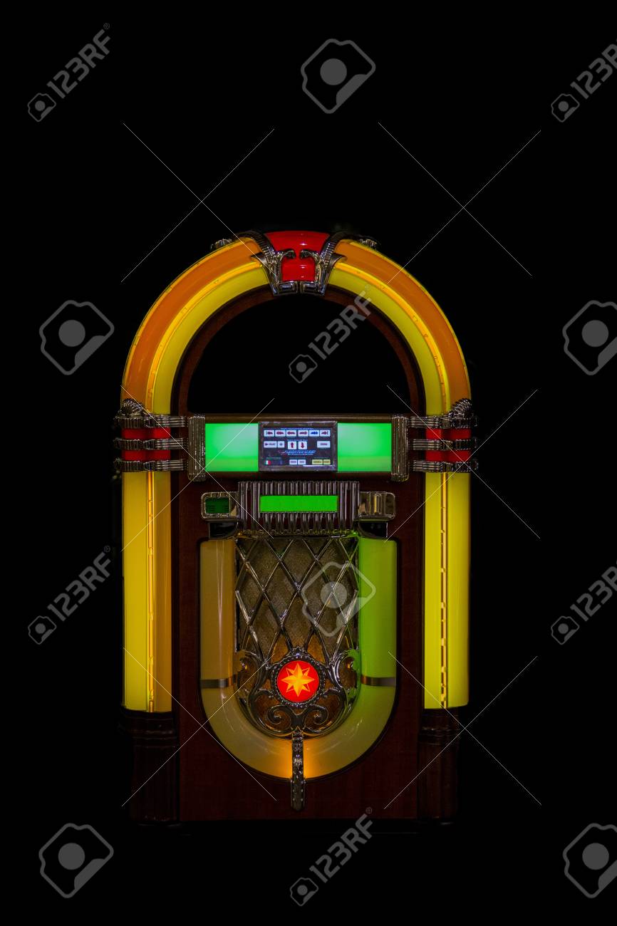 Jukebox Image Years With Black Background Stock Photo Picture