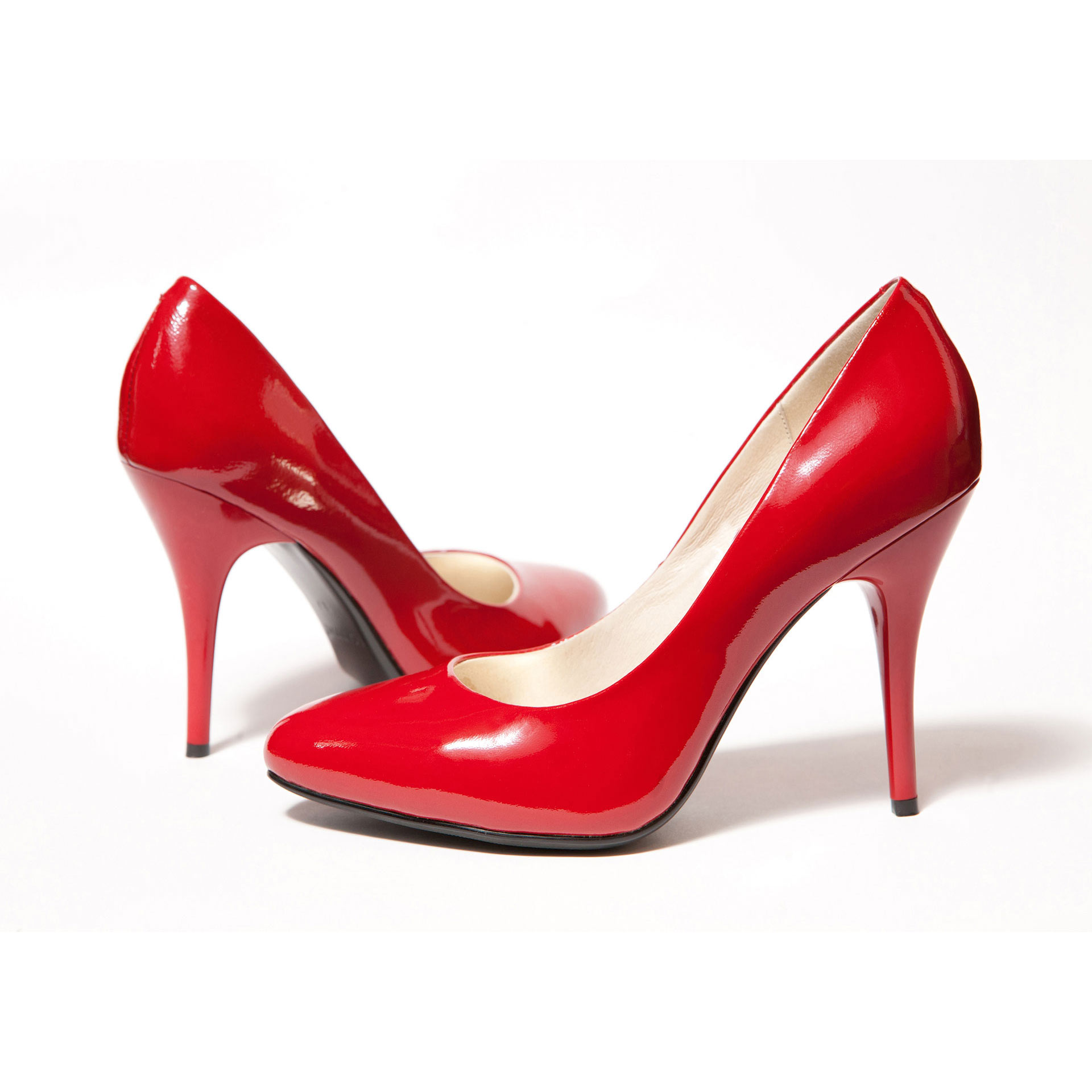 Red High Heel Women Shoes On White Background