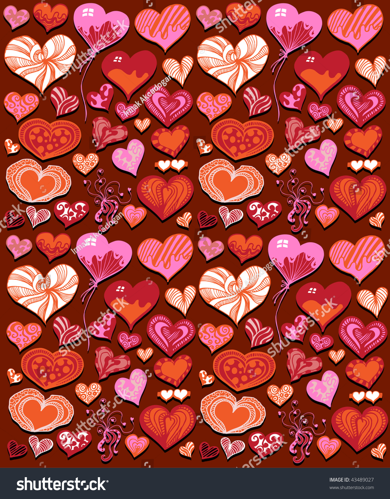 Wallpaper Design With Cute Hearts Stock Vector