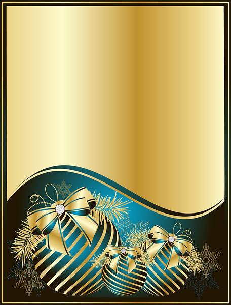 Gold Christmas Background With Blue Balls