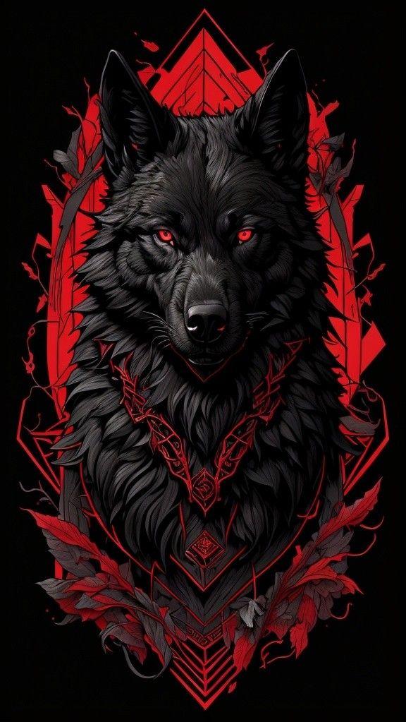 In Wolf Artwork Black Wallpaper