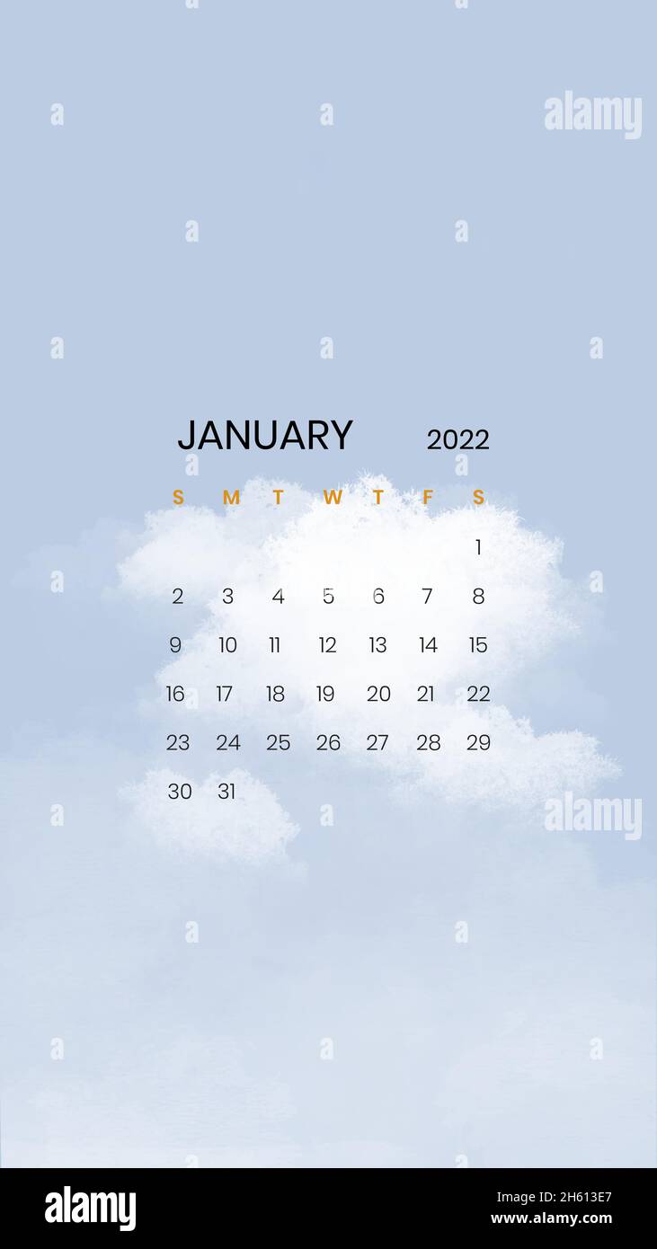 Cloud abstract January monthly calendar iPhone wallpaper vector 731x1390