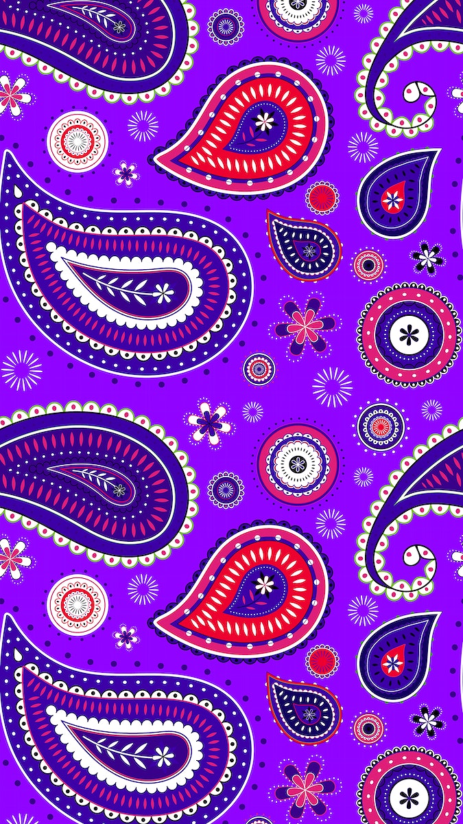 Purple Paisley Mobile Wallpaper Colorful Vector Rawpixel