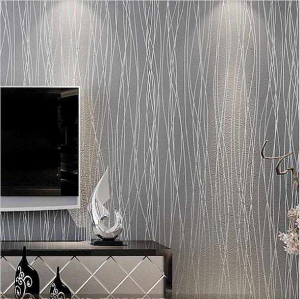  Vertical Stripes Wallpaper For living room Sofa background Grey Silver