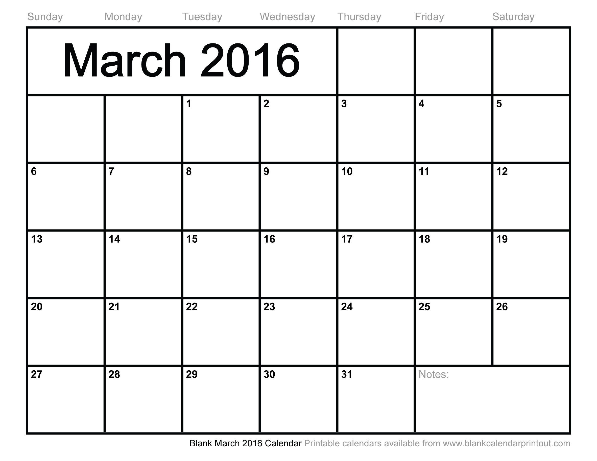March Calendar Blank Jpg