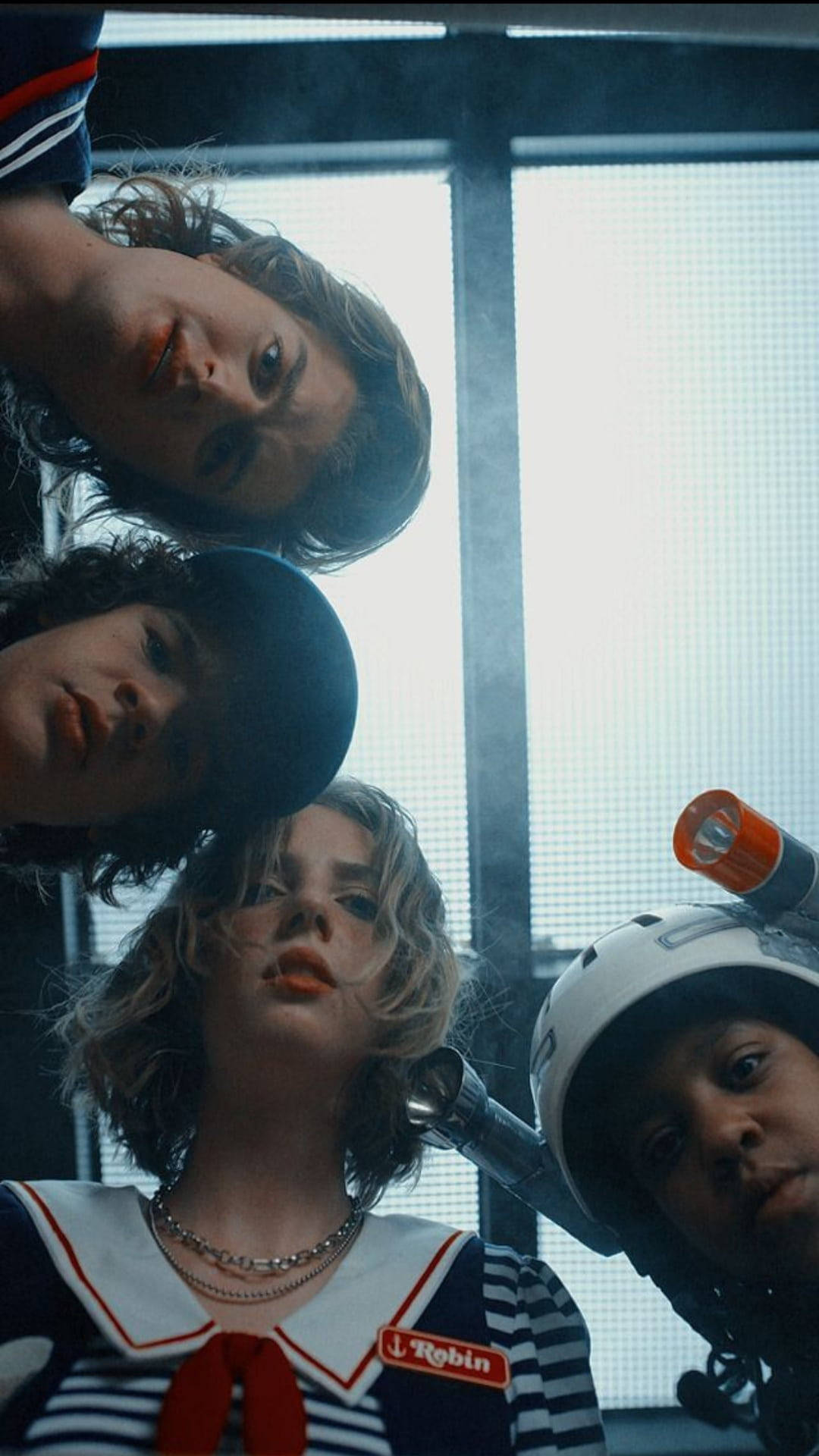 Stranger Things Cast Dustin Robin Steve And Erica Wallpaper