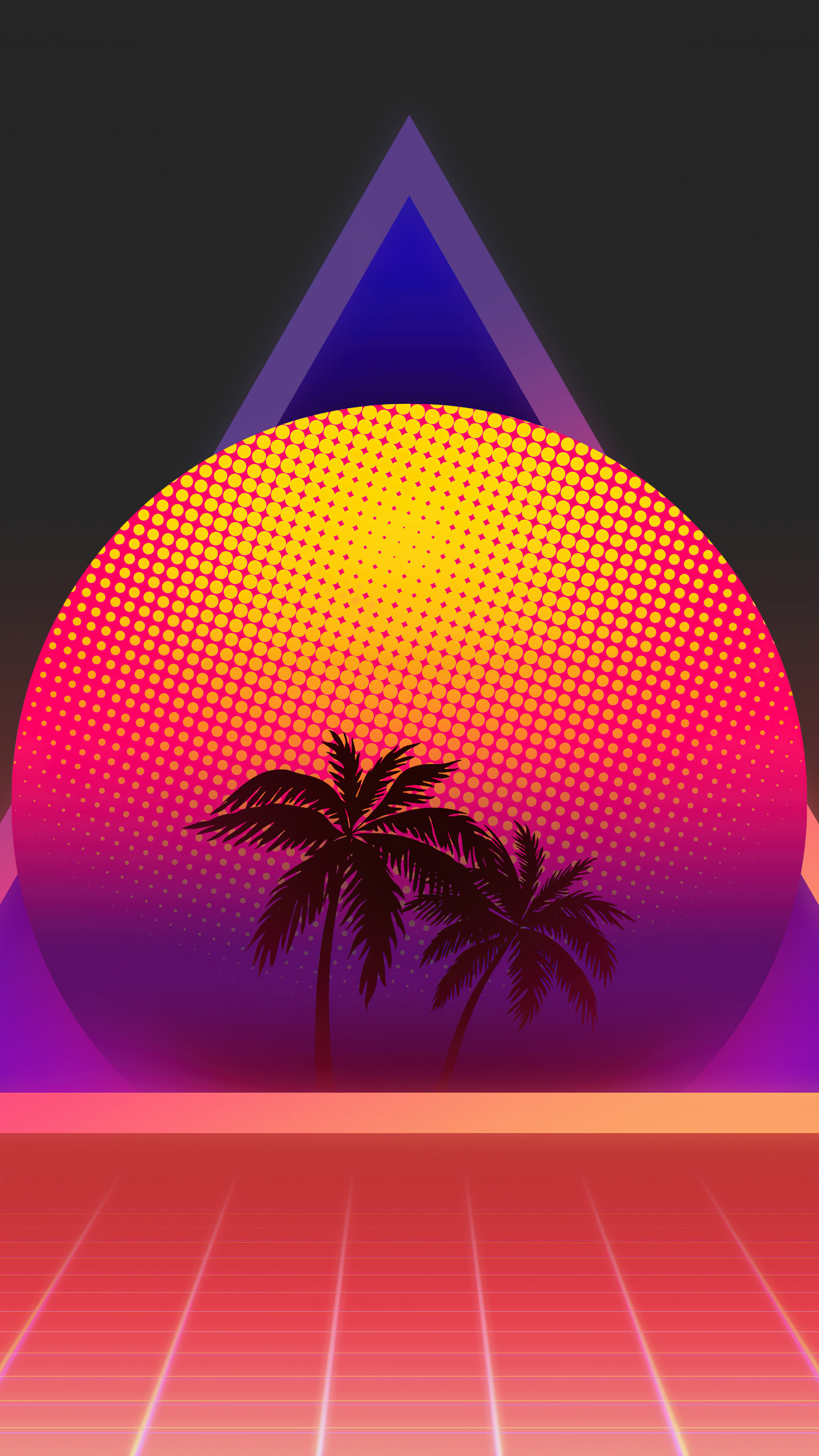 Sunset Palm Tree Digital Art Synthwave Vaporwave HD 4k Wallpaper