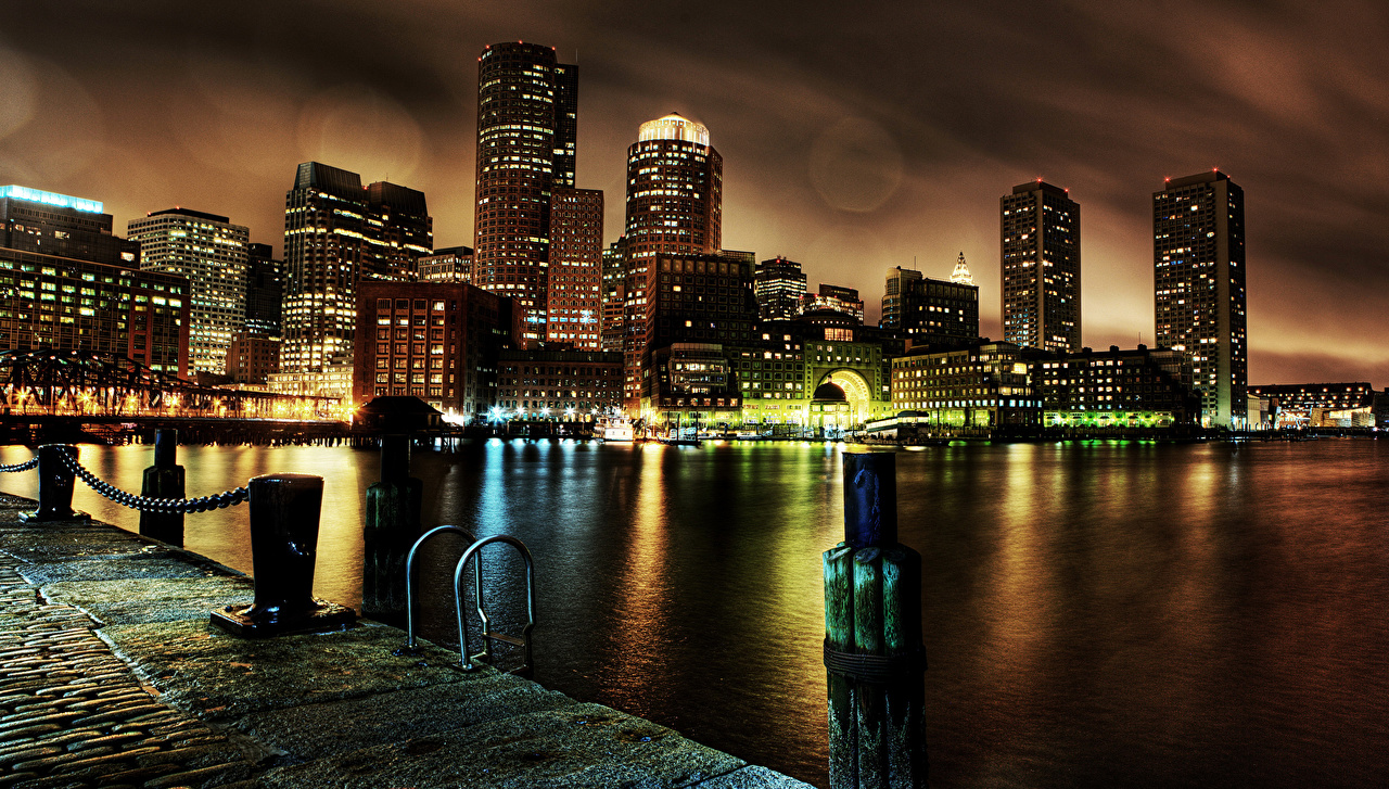 Wallpaper Boston Usa Massachusetts Bridges Night Rivers Cities