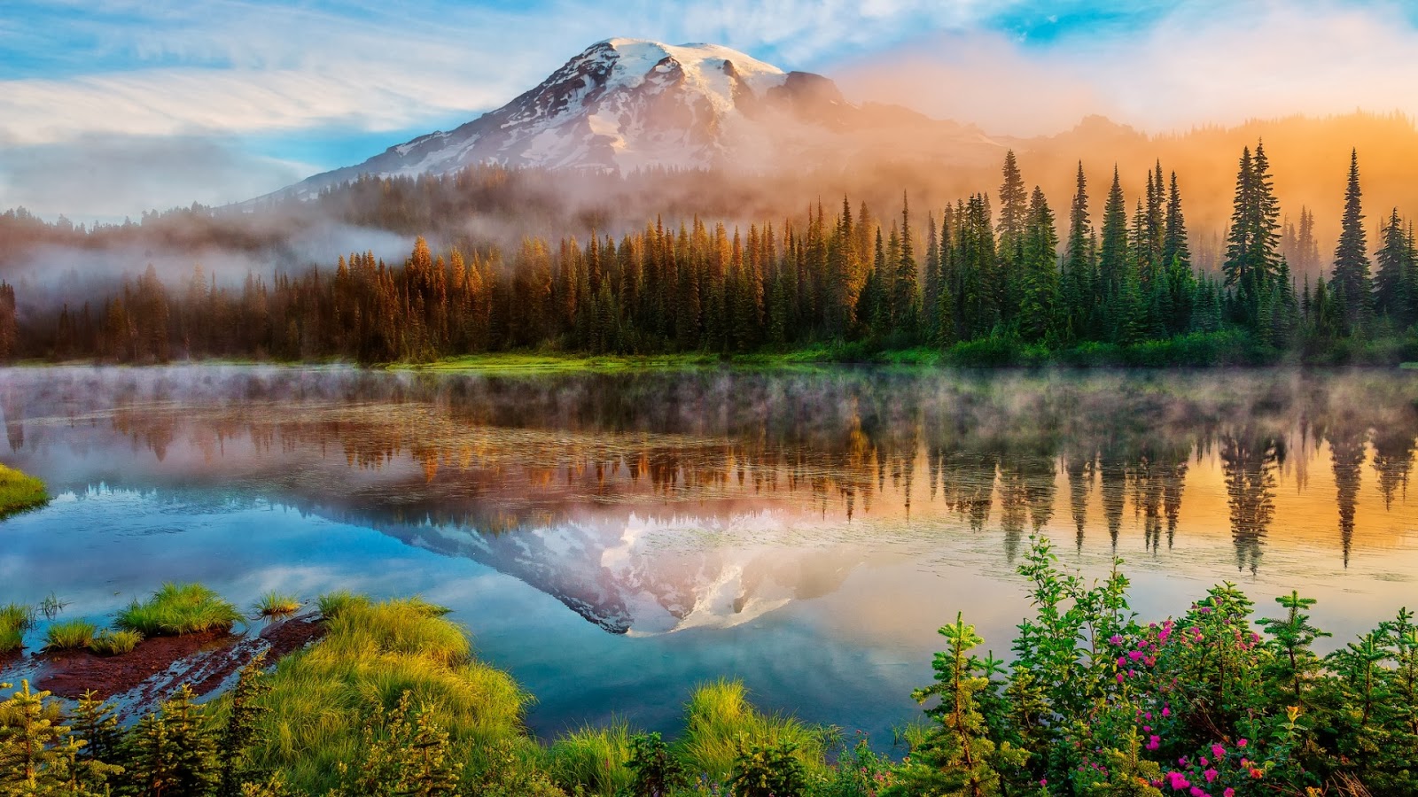 Beautiful Places On Earth Mount Rainier Landscape Wallpaper
