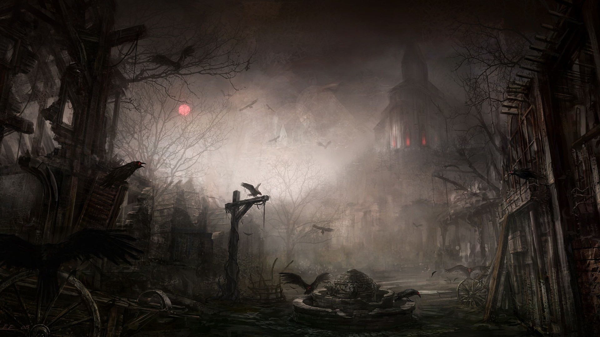 Diablo Iii Dark Digital Art Painting Fantasy City
