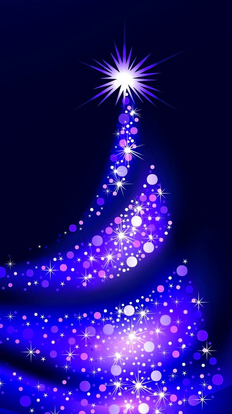 Purple Christmas Tree Lights iPhone Wallpaper Stars F91287