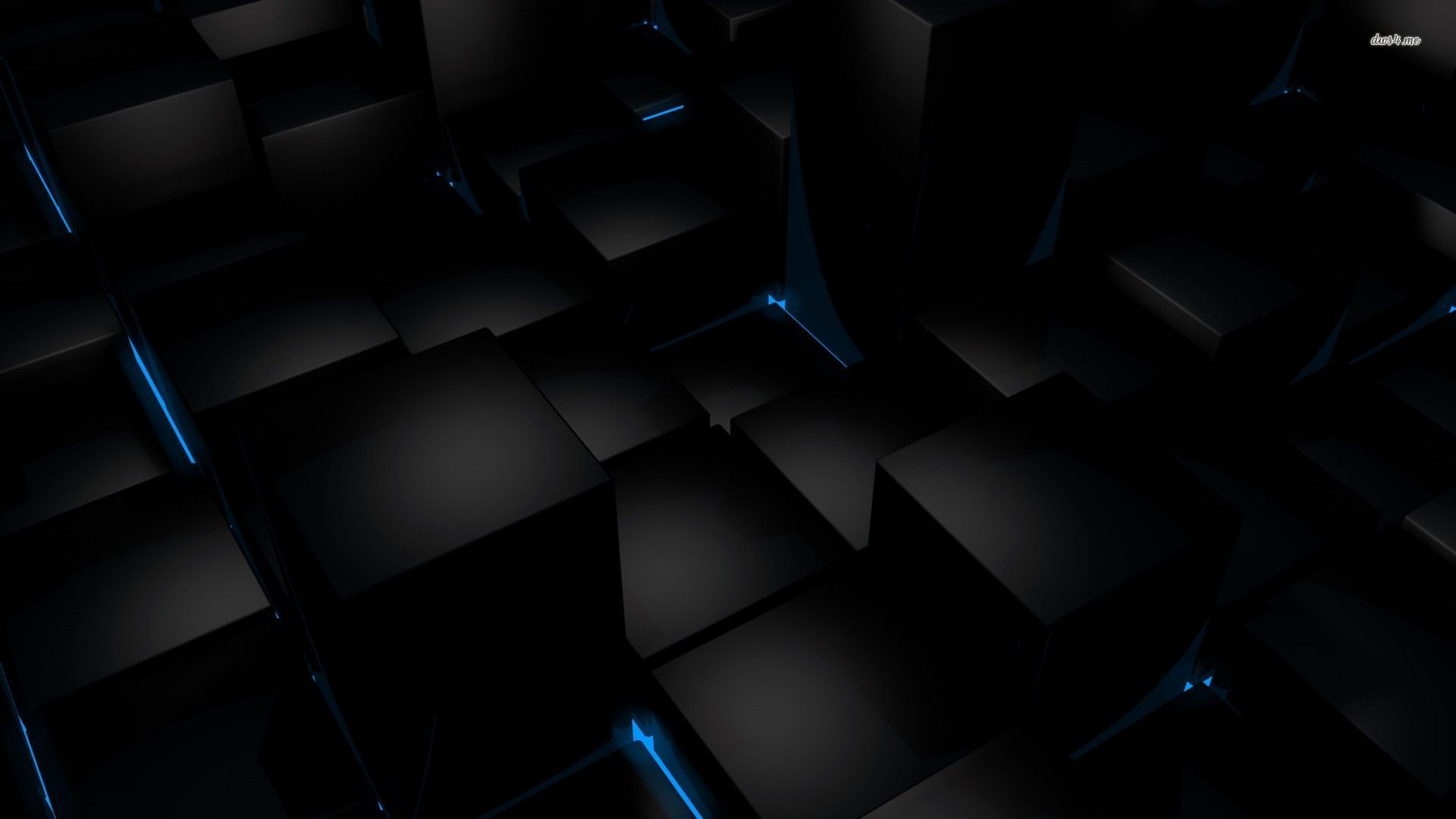 Blue Light Under The Black Cubes Wallpaper 3d