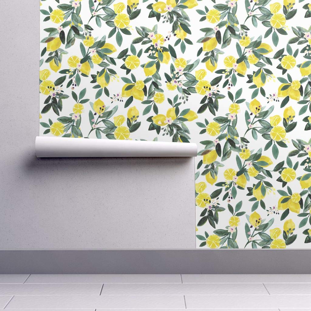 Peel And Stick Removable Wallpaper Lemony Branches Citrus Citric