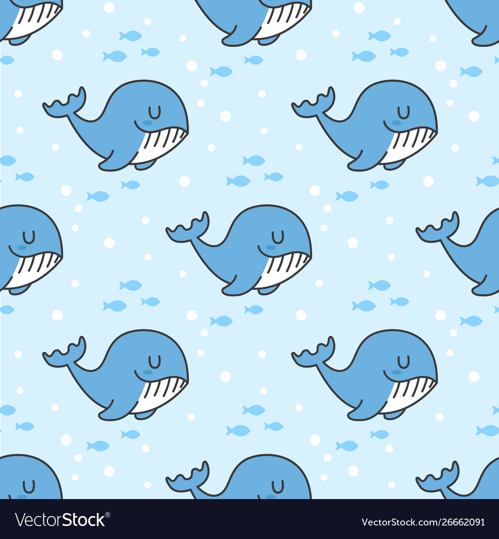 Cute Whale Seamless Pattern Background Royalty Vector