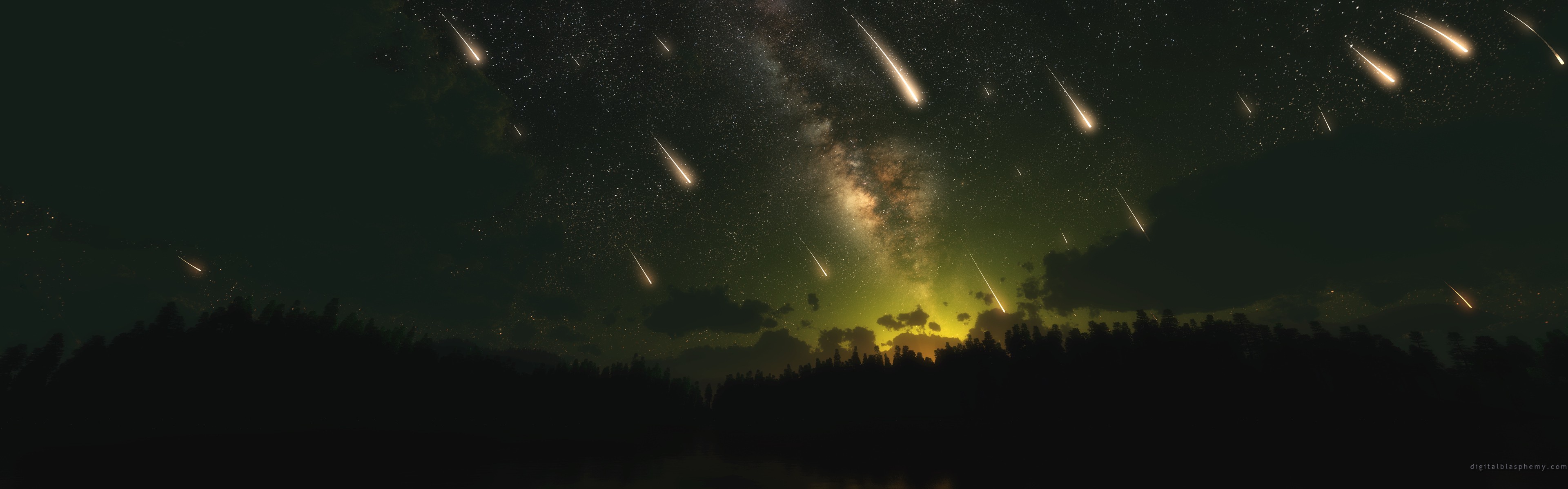 Meteors Dark Night HD Digital Universe 4k Wallpaper Image