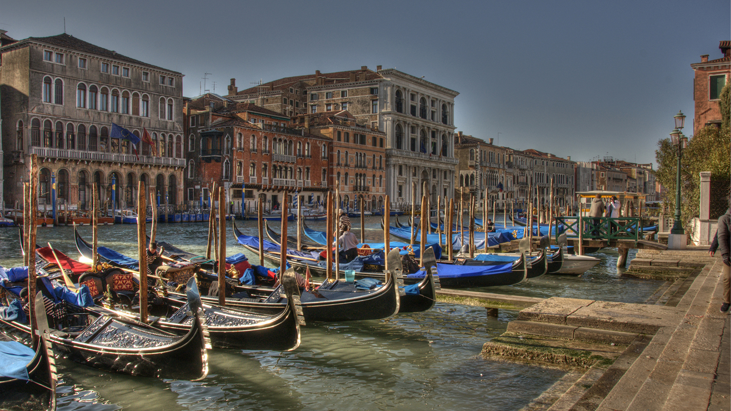 Image Venice Italy HDr Canal Pier Boats Cities Houses