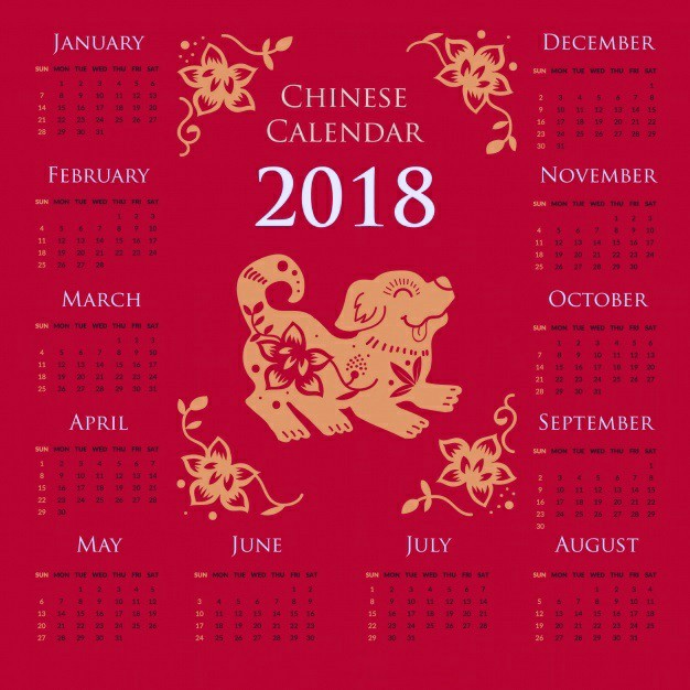 Chinese New Year Calendar Vector Pink Color