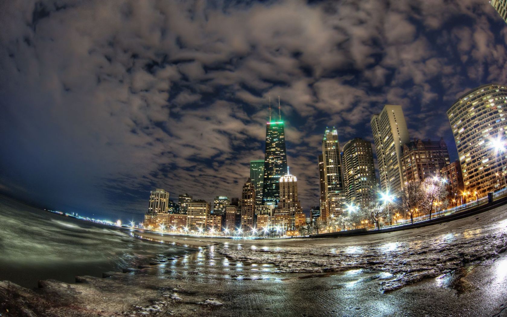 Chicago chicago city cloud gray light night 1680x1050