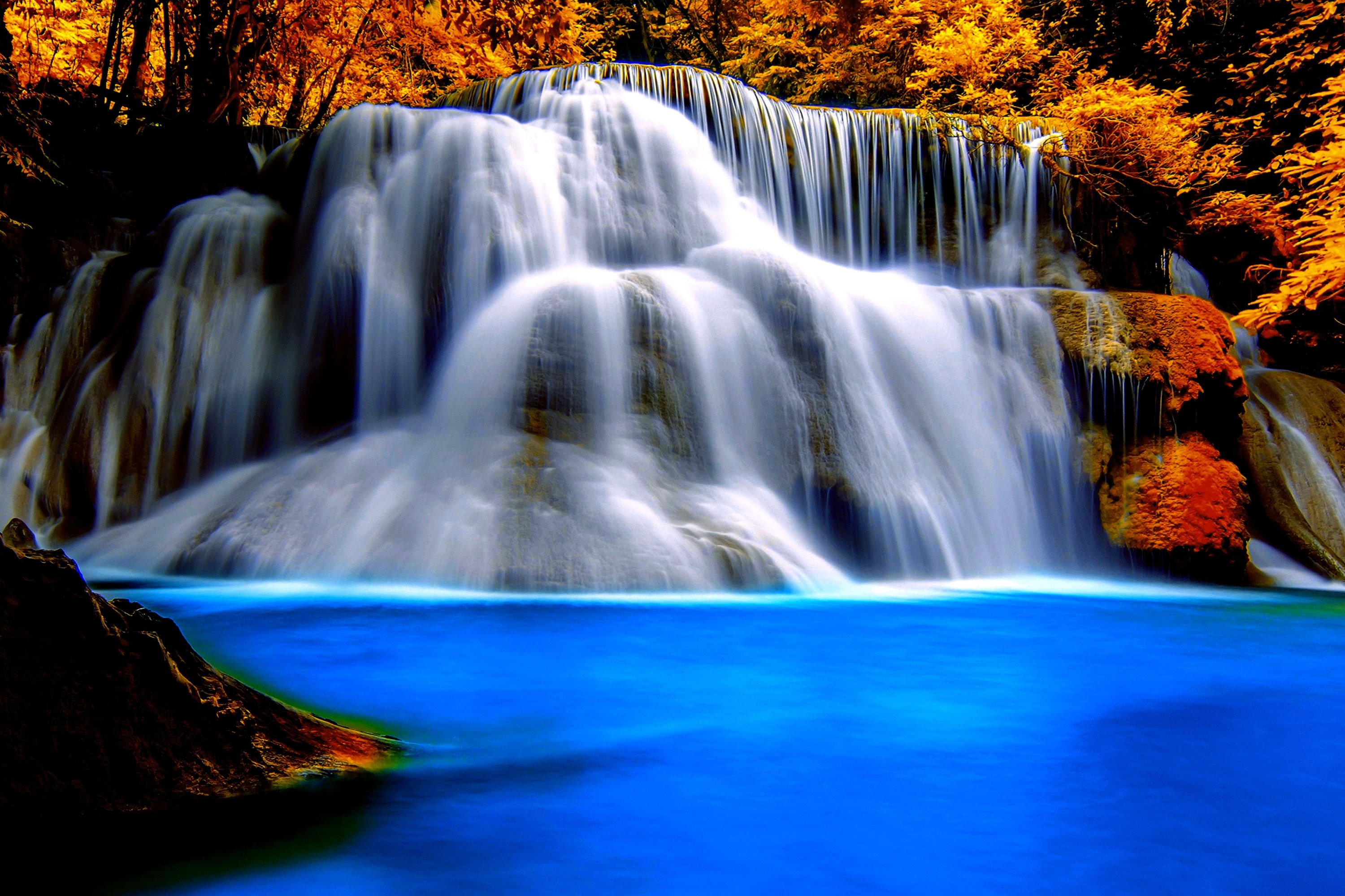 Waterfall River Landscape Nature Waterfalls Autumn Wallpaper HD