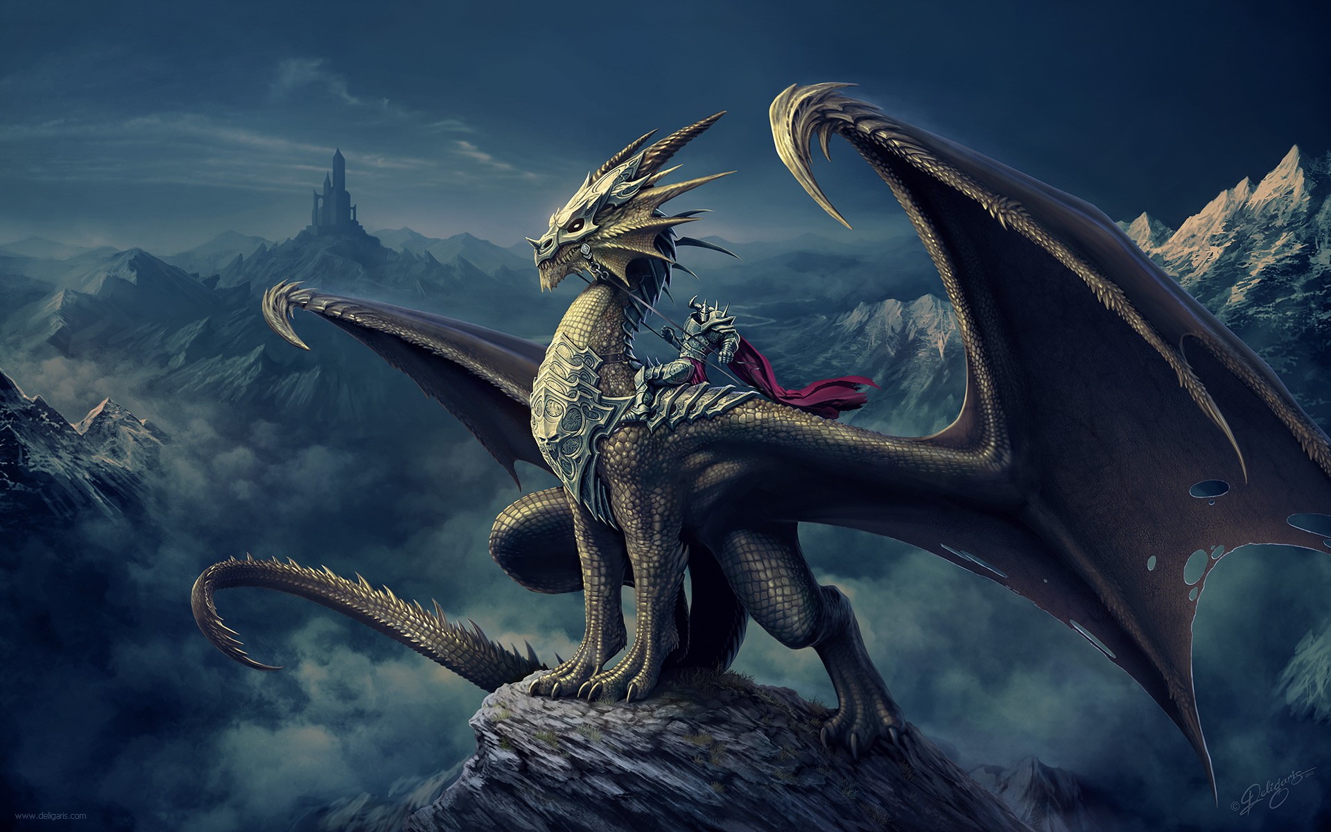 Fantasy Dragon Rider Widescreen HD Wallpaper Stylish