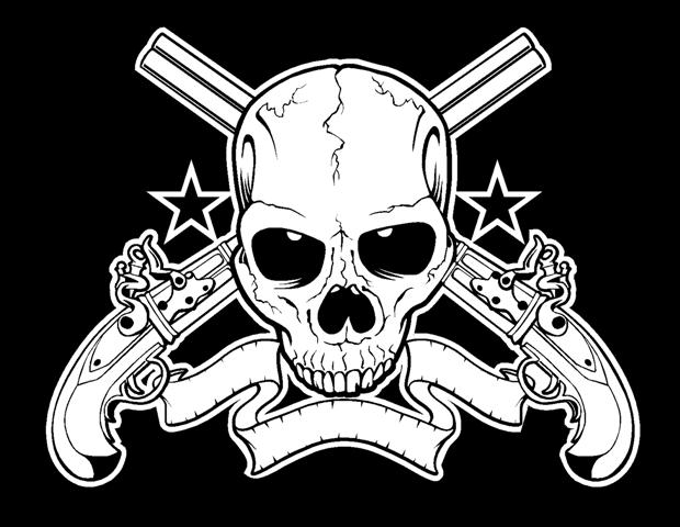 Cool Skulls With Guns Skull Crossed Decal