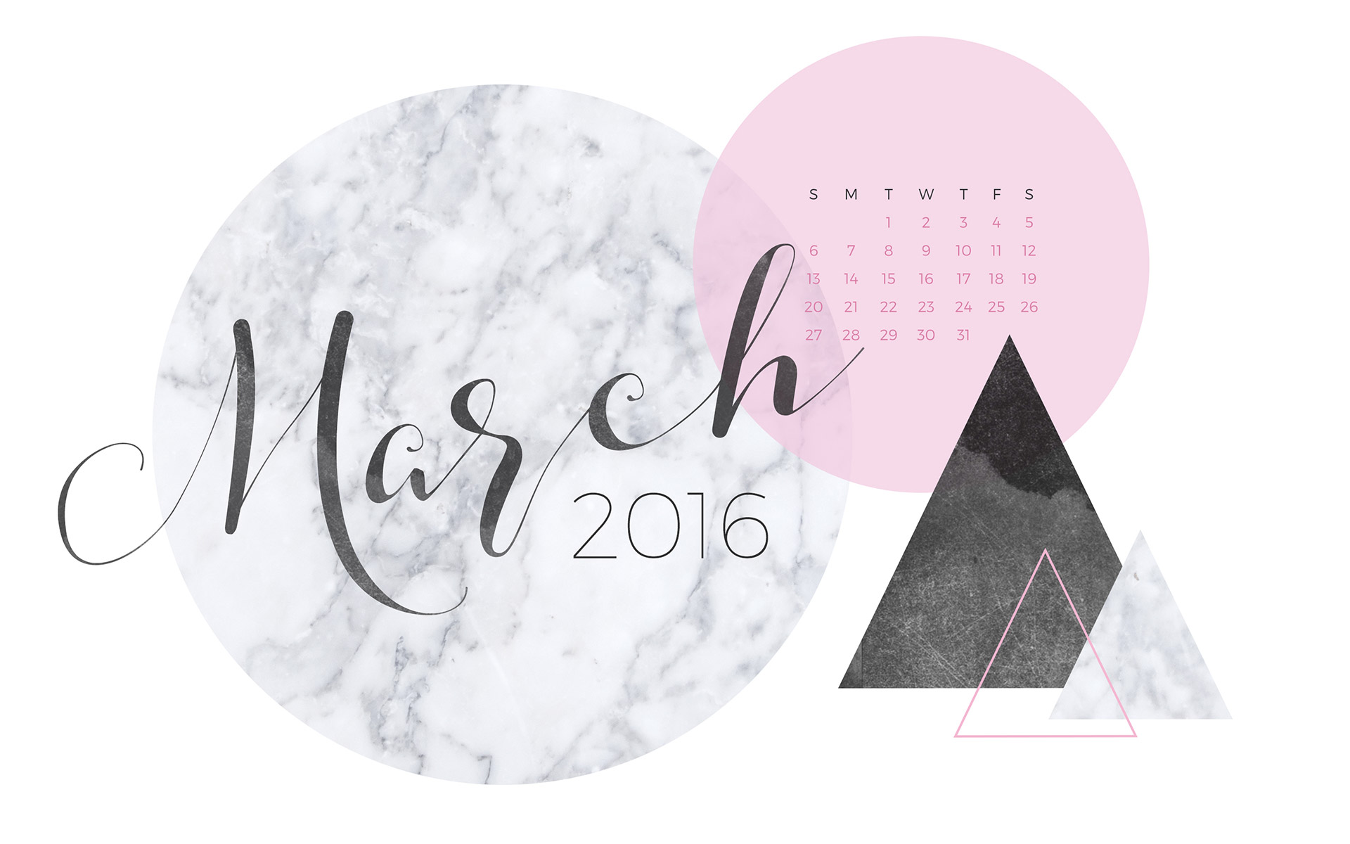 March 2016 Desktop Calendar Wallpaper Paper Leaf