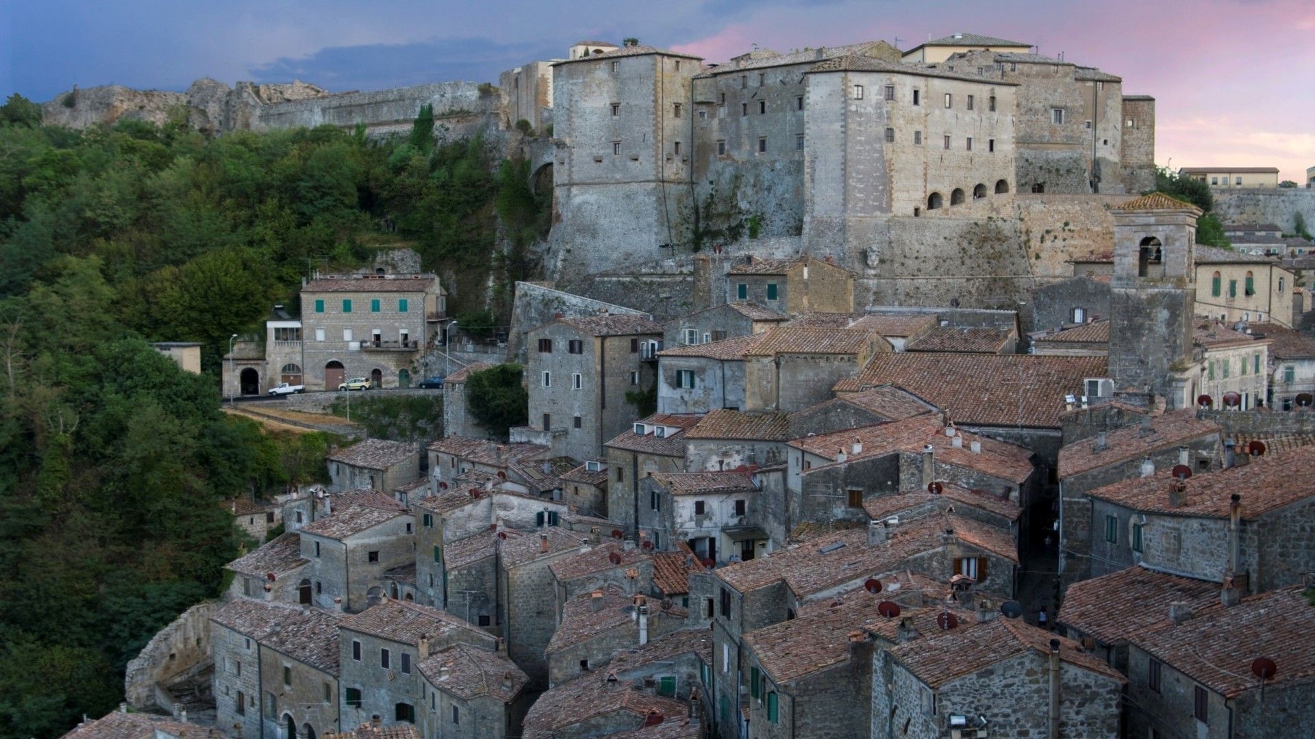 Houses Ancient Cliffside Town Sorano Italy Italia Cities