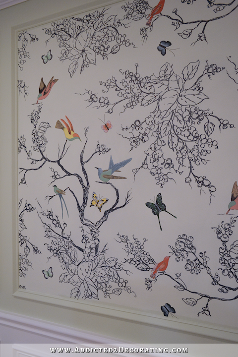 Hand Drawn Birds Butterflies Entryway Wall Mural Finished