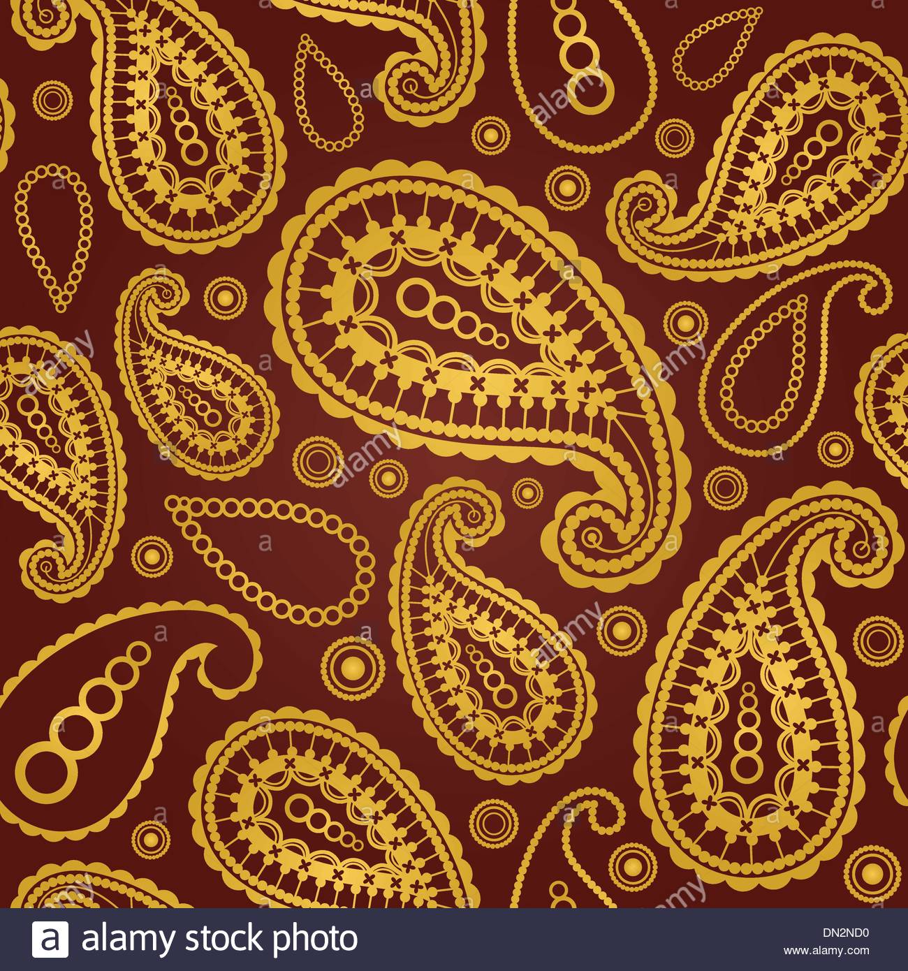 Seamless Gold And Brown Paisley Wallpaper Pattern Stock Vector Art