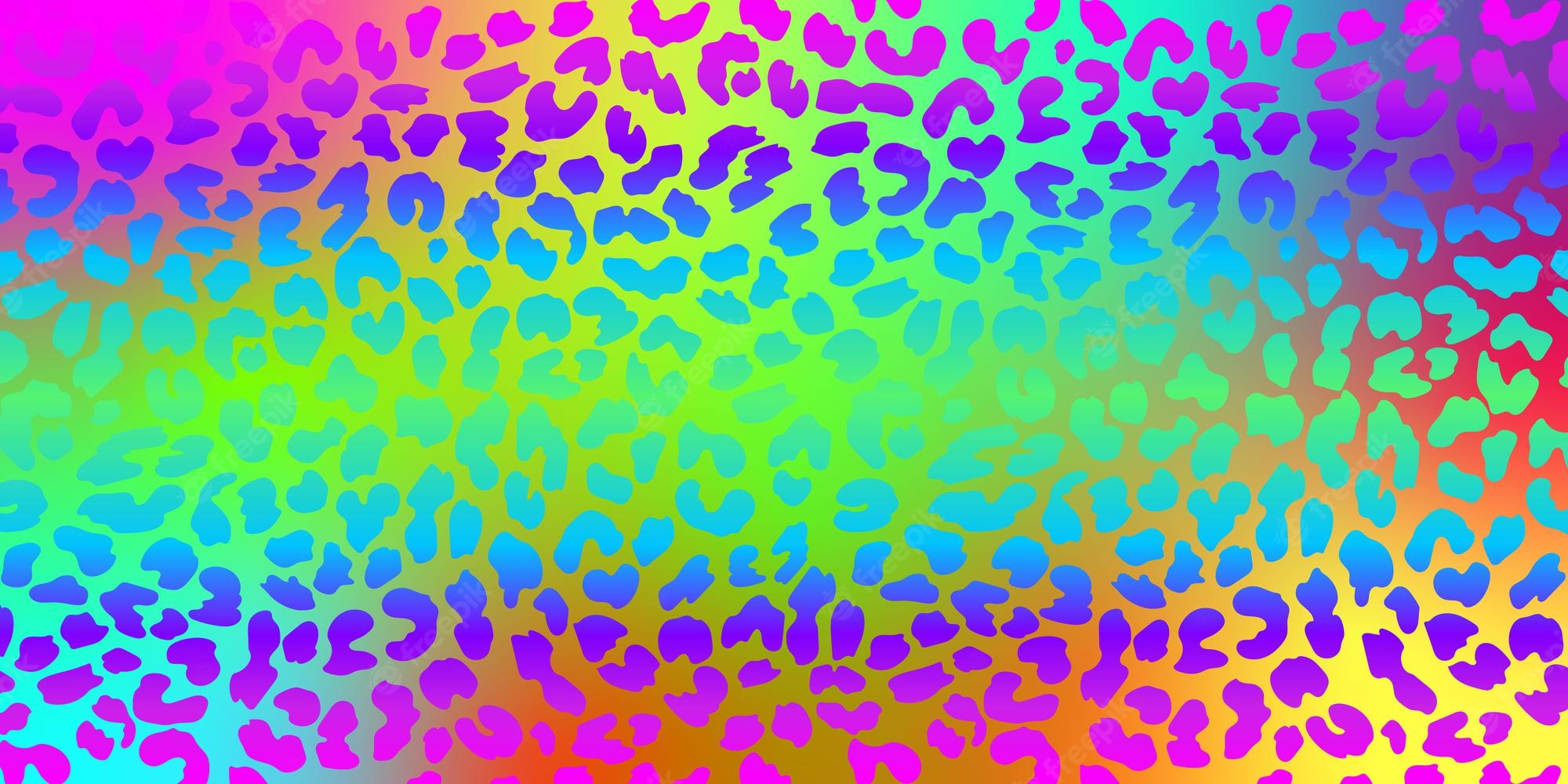 Premium Vector Neon Leopard Pattern Rainbow Colored Spotted