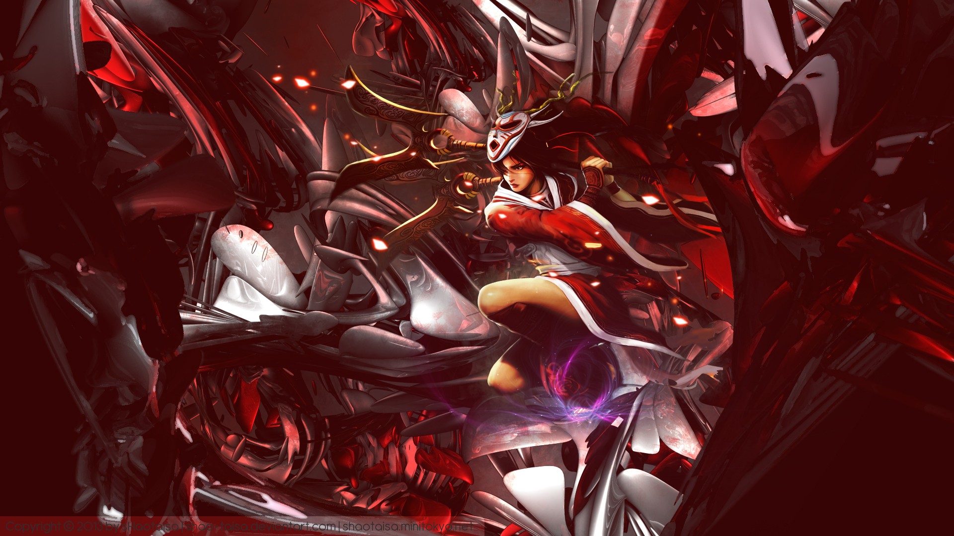 games blood Moon League of Legends Akali Game characters wallpaper