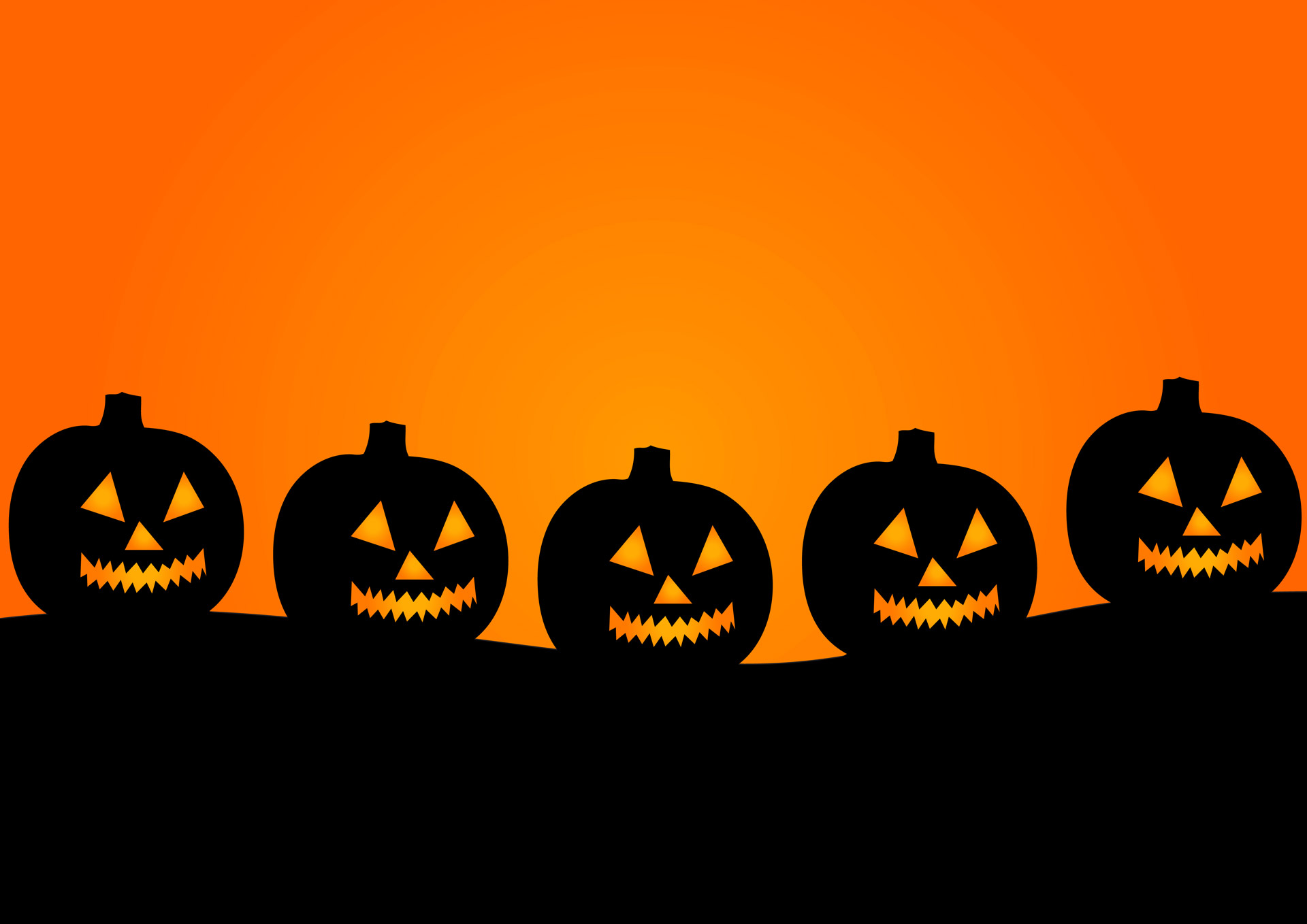 Five Jack O Lanters In A Row Halloween Illustration
