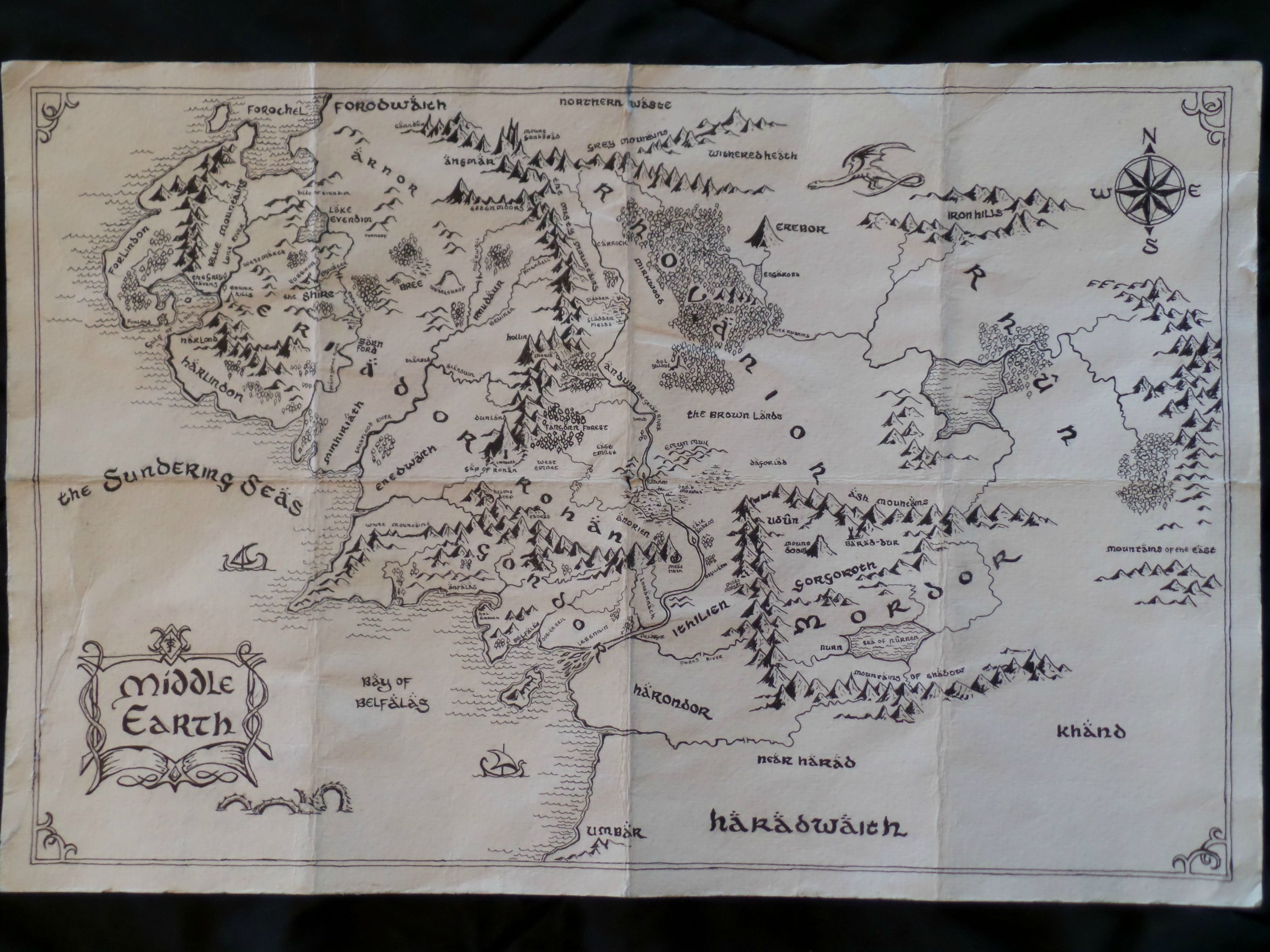 Map Of Middle Earth Wallpaper Drawn