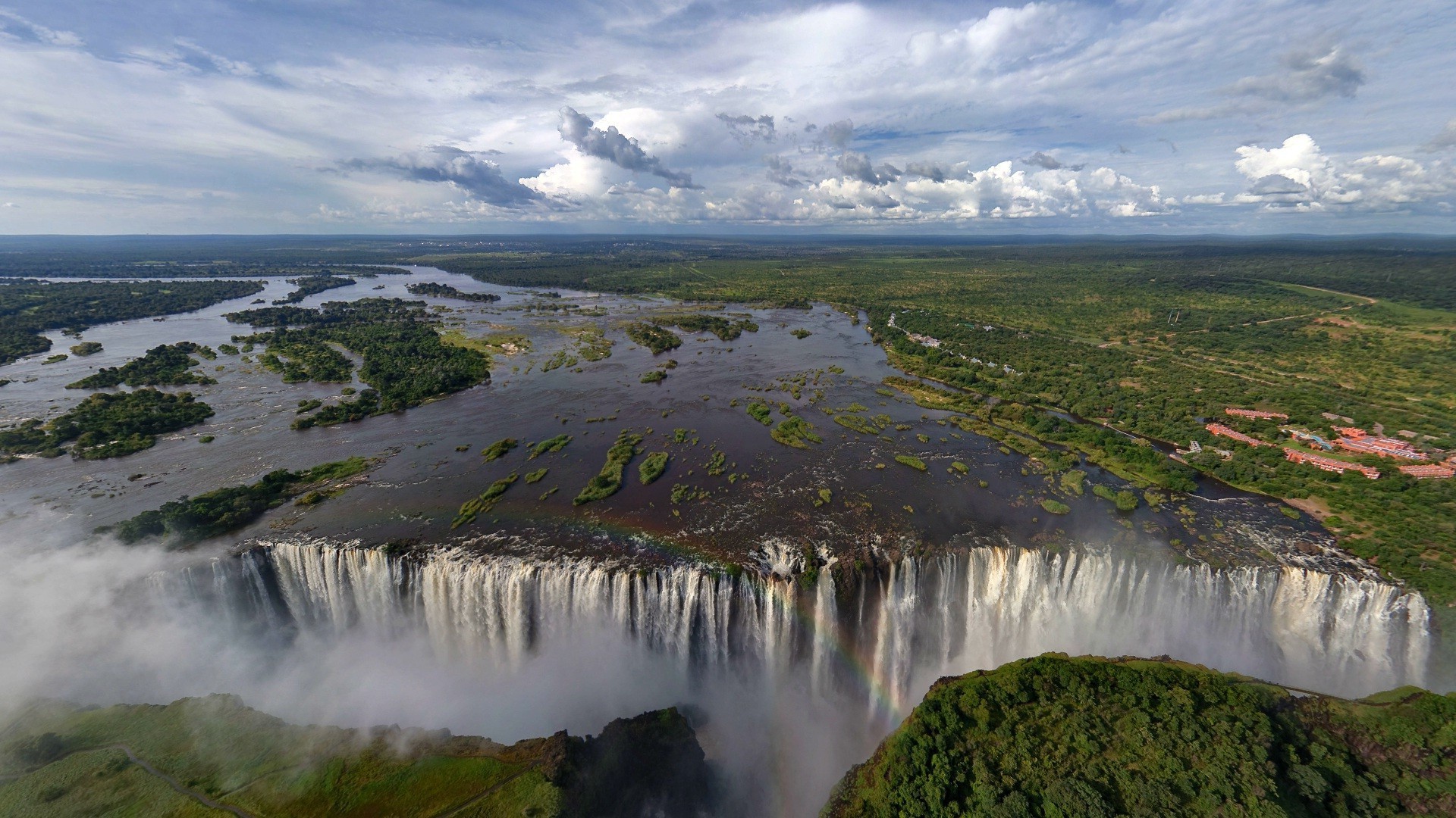 Lake Waterfall Trees Landscape Zambezi River Victoria Falls