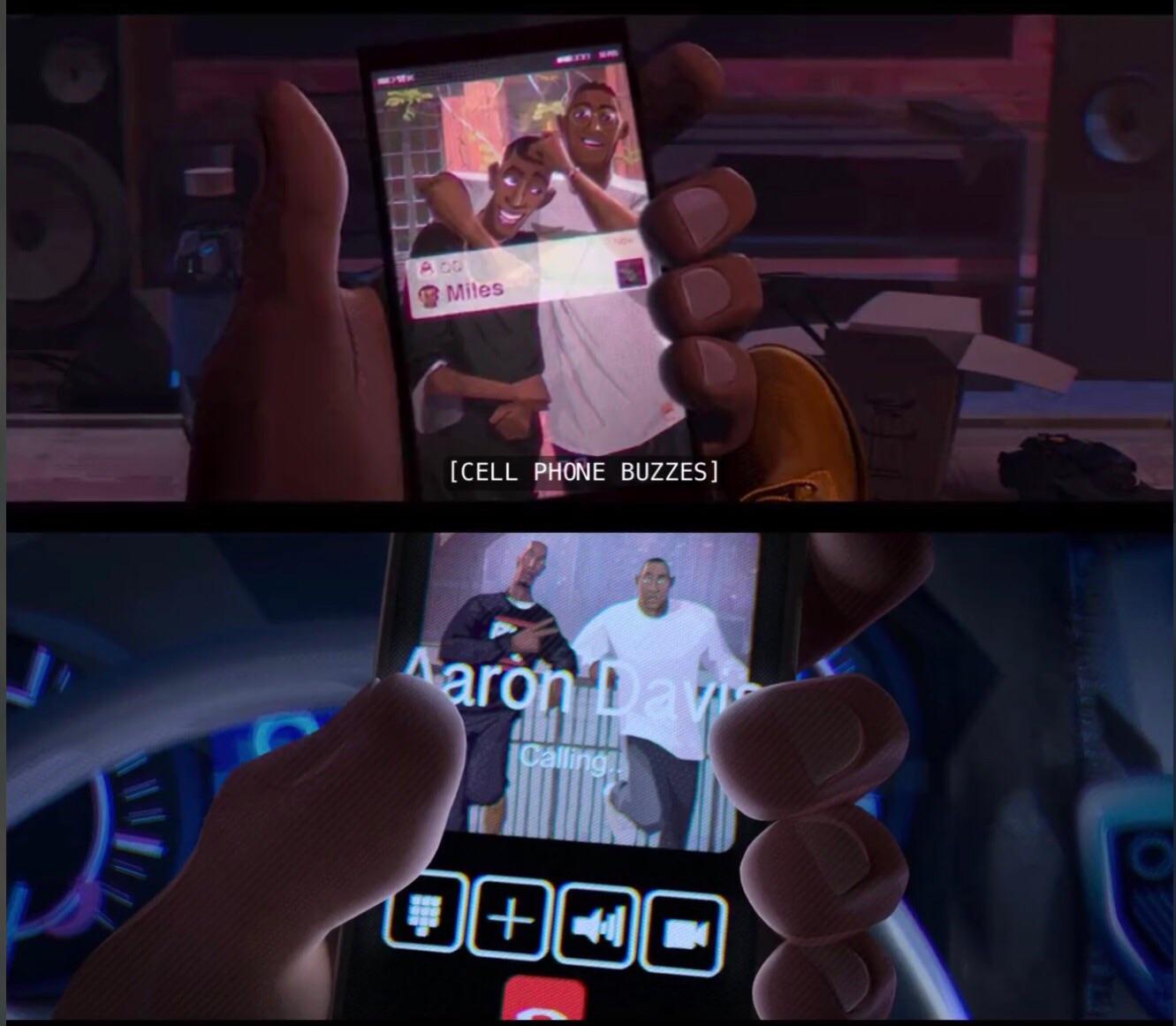 In Spider Man Into The Verse Uncle Aaron S Phone