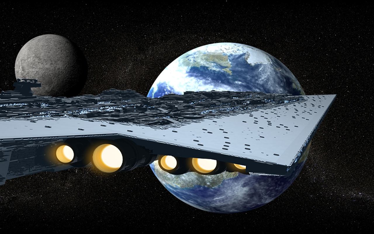 Super Star Destroyer And Earth By Mightypirate