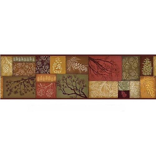 Sculpted Rustic Lodge Pinecone Swag Wallpaper Border Home