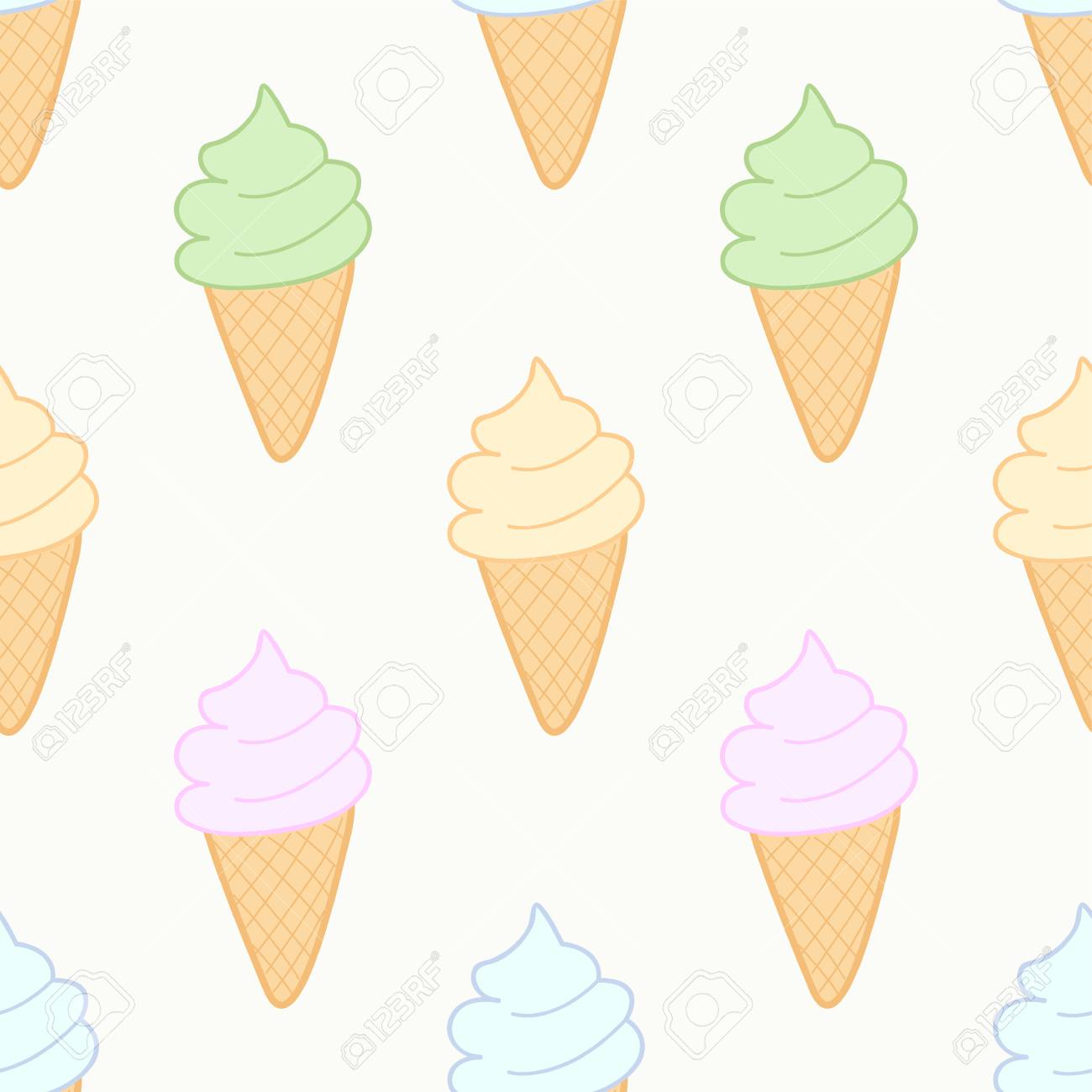 Vector Seamless Background Wallpaper With Ice Cream Royalty