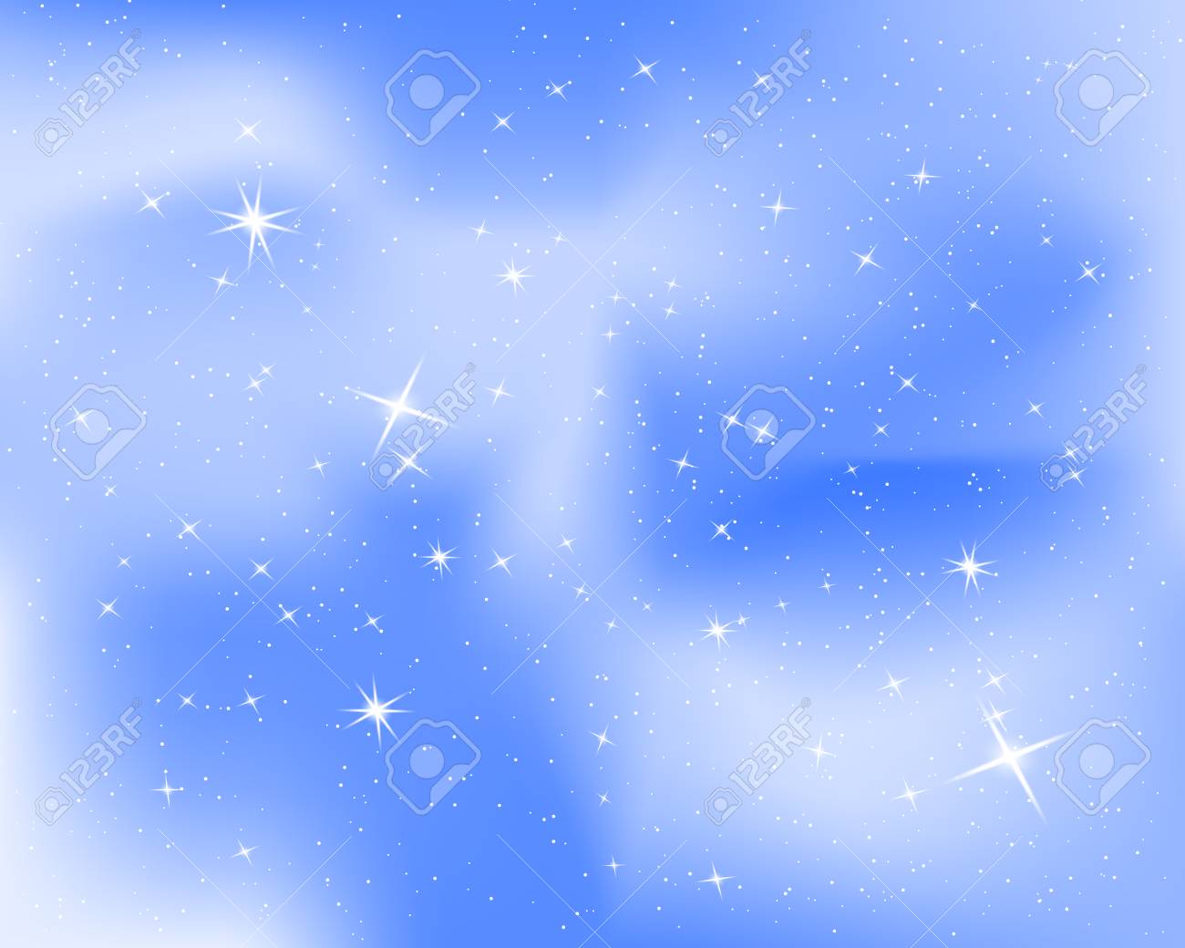 Night Sky With Stars And Clouds Sparkle Starry Blue Background