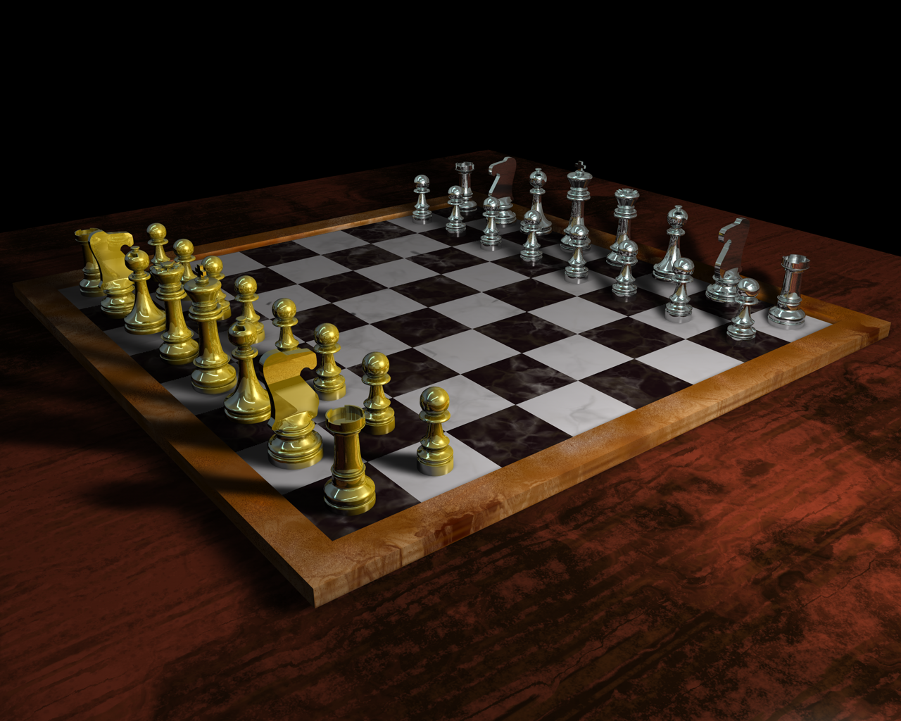 3d Chess Set Chrome And Gold By Edthegooseman