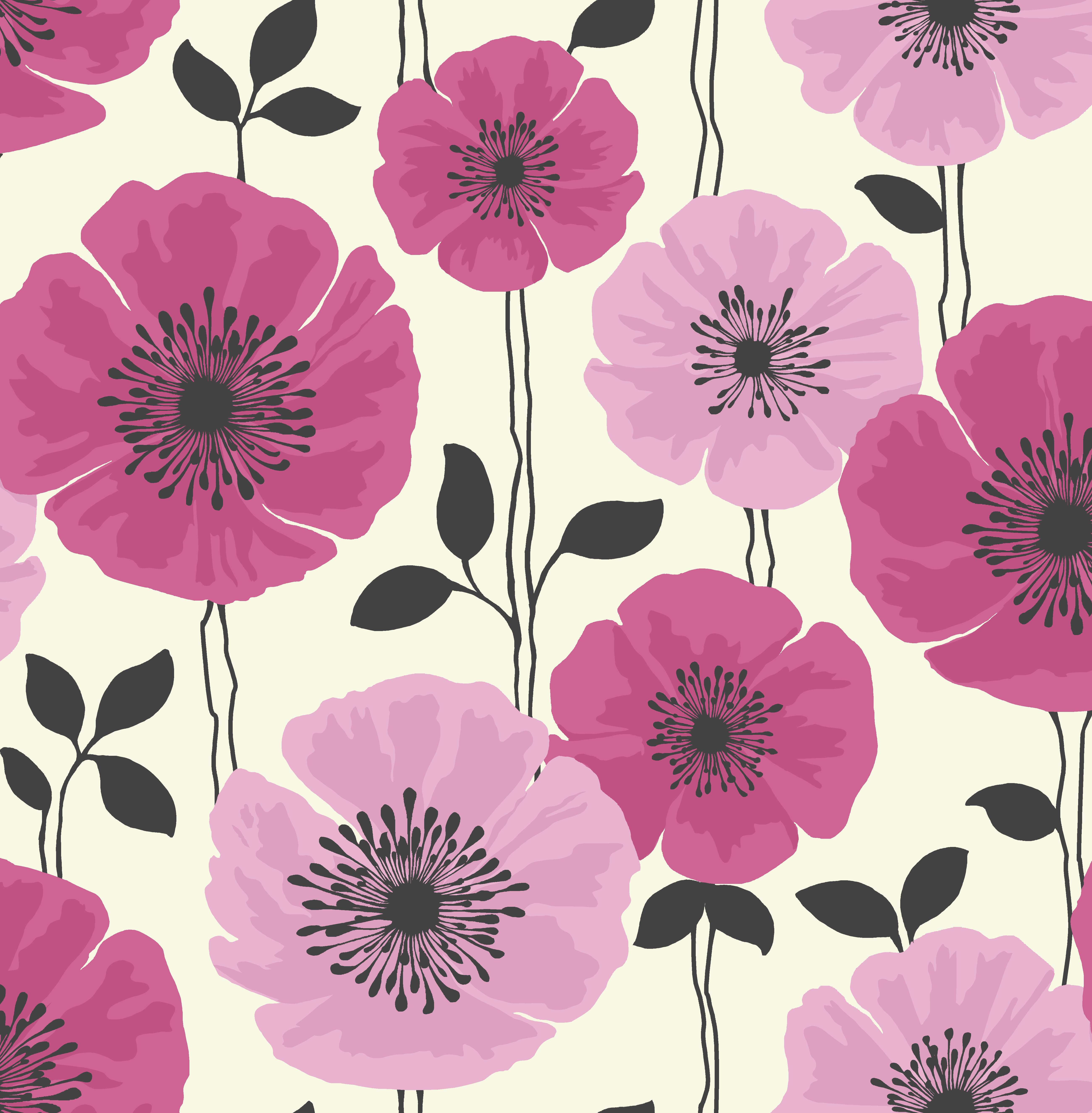 Fine Decor Poppie Floral Pink Wallpaper Fd14864 Sample Cut Price