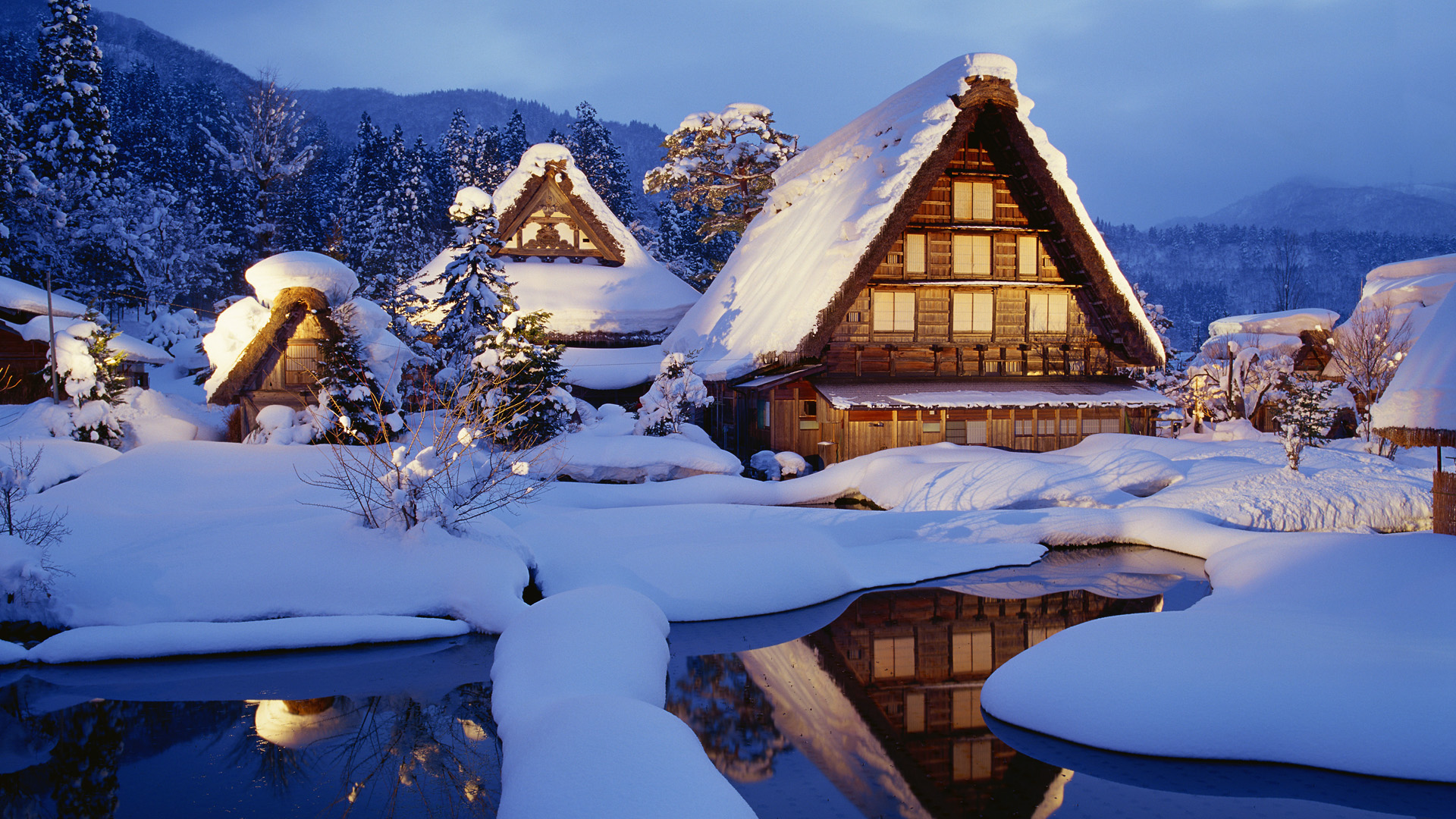 Thick Snow Lights Are Turned On Warm Light Amazing Houses In The