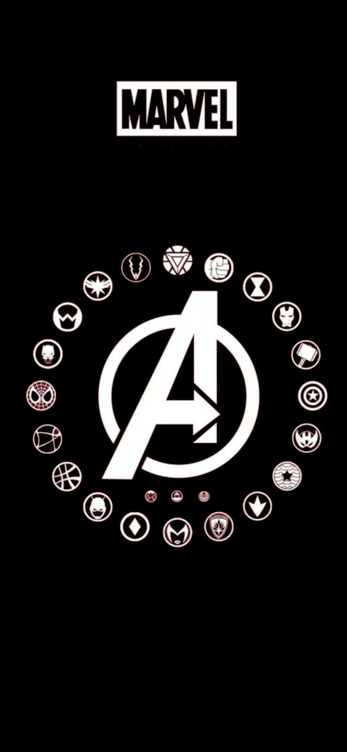 Download iPhone XS Avengers Logo Background With Superheroes
