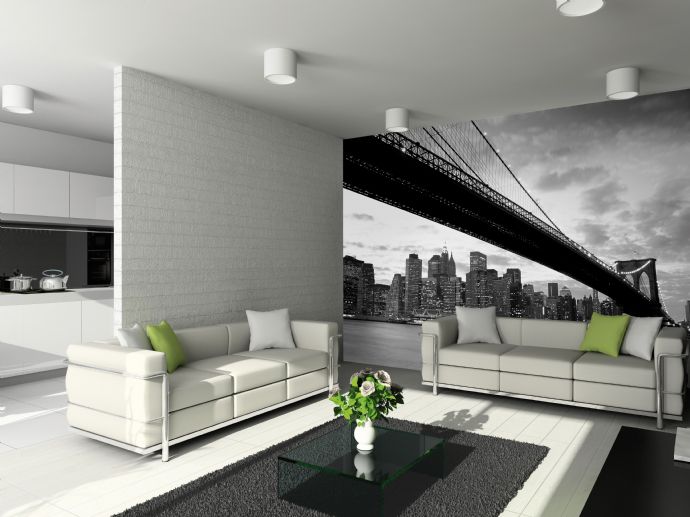 Giant Wallpaper Wall Mural New York Broklyn Bridge Modern Theme Design