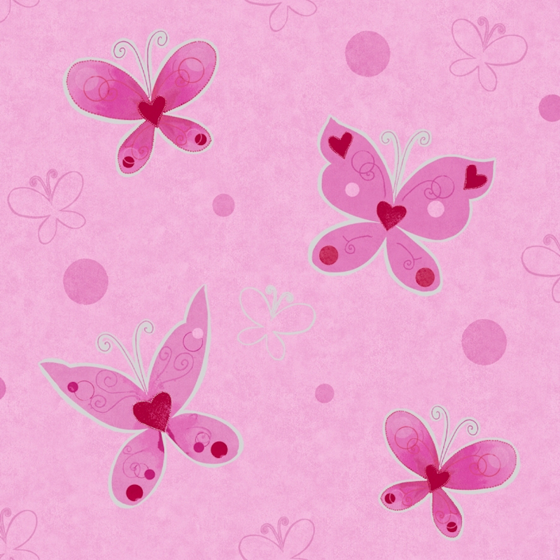 Debona Butterfly Pink Silver Wallpaper