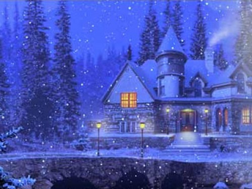 3d Snowy Cottage Wallpaper And Background