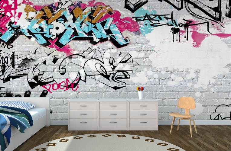 White Wall Graffiti Wallpaper Mural Muralswallpaper Co Uk